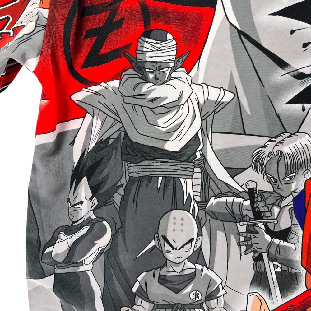 Vtg Dragon Ball Z Anime GOKU Graphic Shirt Y2K All Over Print Button Up Mens Lg - Picture 7 of 14